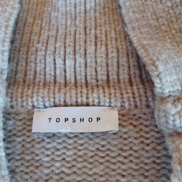 TOPSHOP Medium Women's Beige Sweater, Crop style, Preppy, Collegiate - Picture 3 of 4